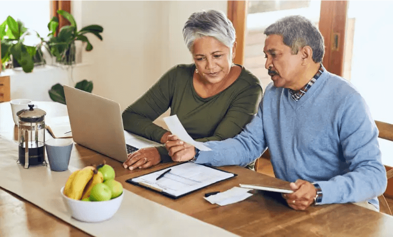 Couple planning retirement together