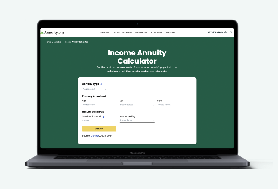 Mockup of laptop with annuity calculator page displayed