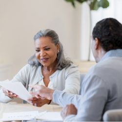 Financial advisor tells woman that she is of the age where an annuity makes sense.