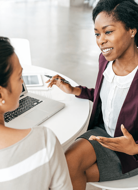 Woman meets with financial advisor